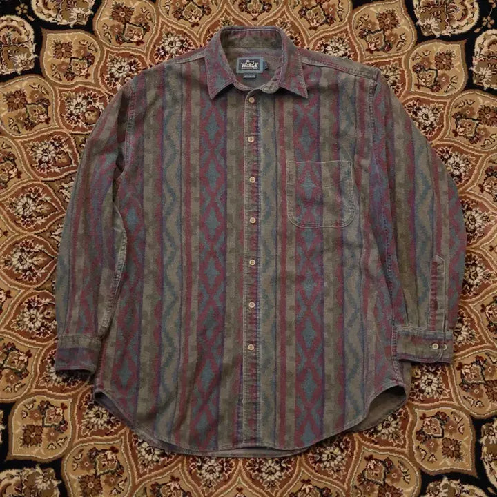 [BUNJANG] 80s Vintage Woolrich Southwestern Plaid Flannel Shirt / 80s 빈티지 울리치 사우스 웨스턴 플란넬 셔츠 made in usa