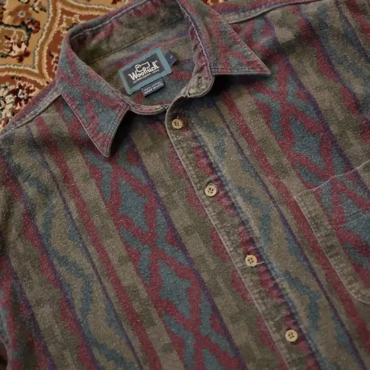 [BUNJANG] 80s Vintage Woolrich Southwestern Plaid Flannel Shirt / 80s 빈티지 울리치 사우스 웨스턴 플란넬 셔츠 made in usa
