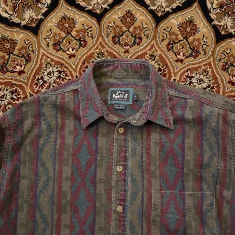 [BUNJANG] 80s Vintage Woolrich Southwestern Plaid Flannel Shirt / 80s 빈티지 울리치 사우스 웨스턴 플란넬 셔츠 made in usa