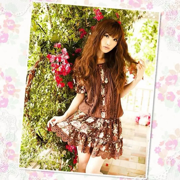 [BUNJANG] Lizlisa Brown Floral Dress / 리즈리사 브라운 플로럴 원피스 히메카지
