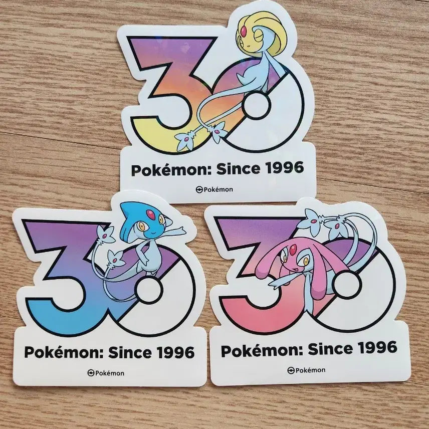 [BUNJANG] Pokemon 30th Anniversary Logo Sticker Bundle Set / 포켓몬 30주년 로고 스티커 유크시, 엠라이트, 아그놈 일괄