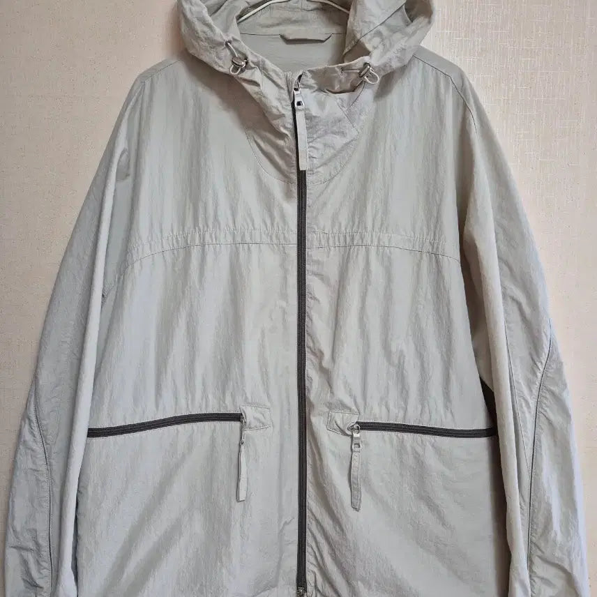 [BUNJANG] TIME Homme Oversized Windbreaker Hooded Jumper Beige Size 95 / *TIME 타임옴므 오버핏 바람막이 후드 점퍼 95*
