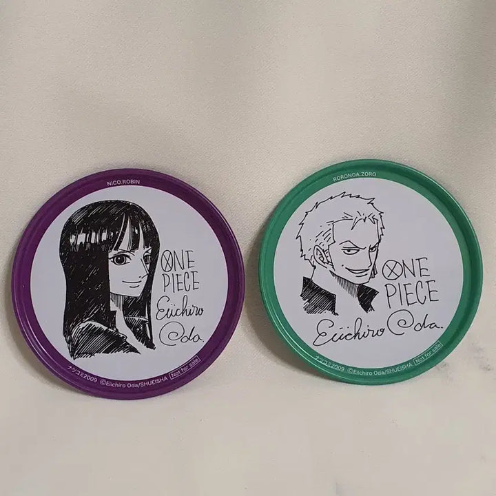 [BUNJANG] Shueisha Natsukomi Limited Edition One Piece Zoro &amp; Nico Robin Can Coaster Set / 원피스 조로 니코로빈 캔 코스터 2개 세트(슈에이샤 나츠코미 한정판)