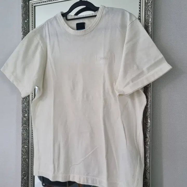 [BUNJANG] Juun.J Minimal Logo Embroidered Oversized Short Sleeve T-Shirt / 준지  미니멀 로고 자수 오버핏 반팔 티셔츠 95 100
