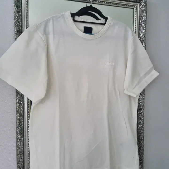 [BUNJANG] Juun.J Minimal Logo Embroidered Oversized Short Sleeve T-Shirt / 준지  미니멀 로고 자수 오버핏 반팔 티셔츠 95 100