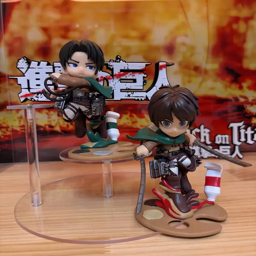 [BUNJANG] Attack on Titan Levi &amp; Eren Bushiroad Palette Figure (Rare) / 리바이 &amp; 에렌 부시로드 정품 팔레트 피규어 (희귀) 진격의거인