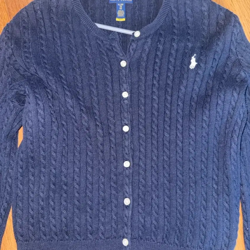 [BUNJANG] Polo Ralph Lauren Cable Knit Cardigan Navy / 폴로 랄프로렌 케이블 니트 가디건 네이비