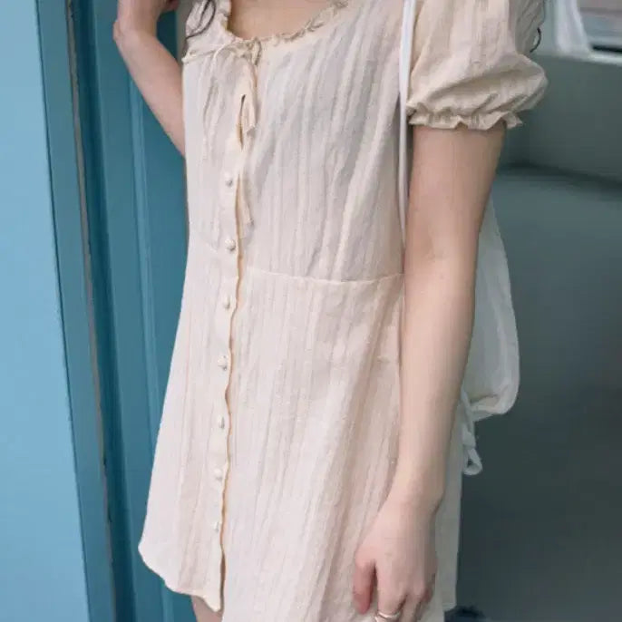 [BUNJANG] Amela Ruffle Mini Dress White / 아멜라 러플 미니 드레스 원피스 화이트