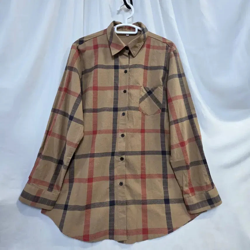 [BUNJANG] Beige Check Shirt / 베이지 여성봄가을체크 남방 셔츠105