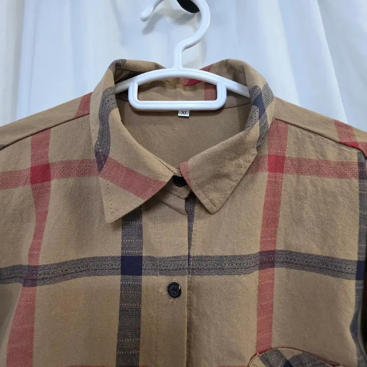 [BUNJANG] Beige Check Shirt / 베이지 여성봄가을체크 남방 셔츠105
