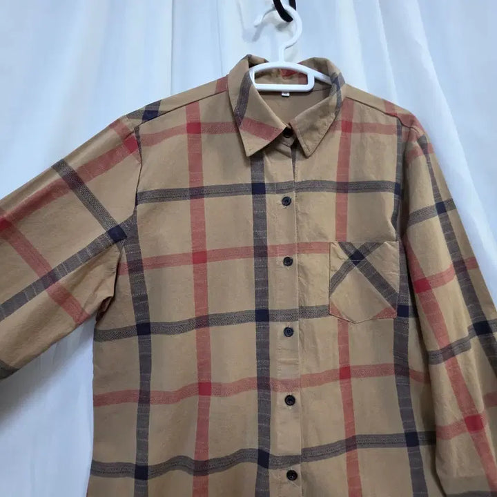 [BUNJANG] Beige Check Shirt / 베이지 여성봄가을체크 남방 셔츠105