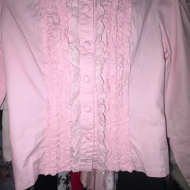 [BUNJANG] Bodyline Strawberry Milk Pink Frill Blouse / Bodyline 바디라인 로리타 히메갸루 딸기우유 핑크 프릴 블라우스