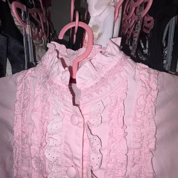[BUNJANG] Bodyline Strawberry Milk Pink Frill Blouse / Bodyline 바디라인 로리타 히메갸루 딸기우유 핑크 프릴 블라우스