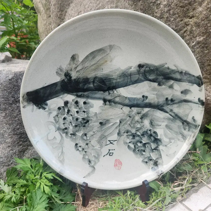 [BUNJANG] Yi Ho-rok Porcelain Plate with Grape Design (Large) / 도평 이후락 포도문백자접시 대반
