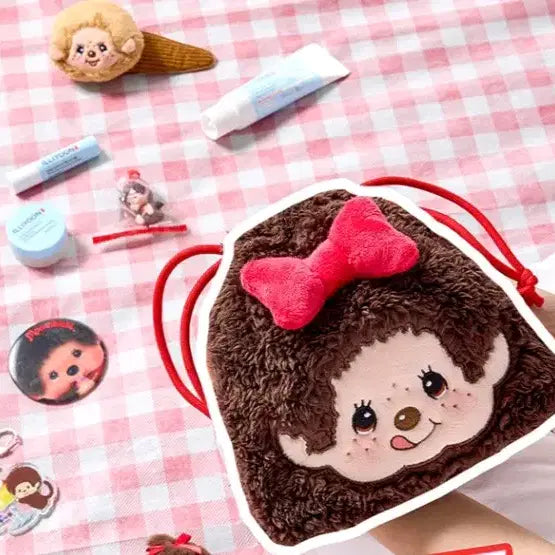 [BUNJANG] Monchhichi x Illiyoon Pouch / 몬치치 조리개 파우치 / 일리윤 콜라보
