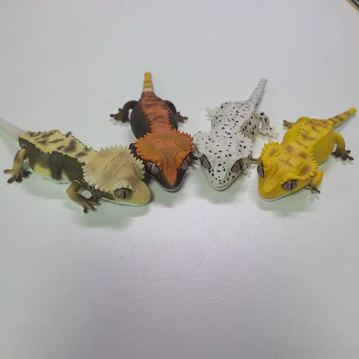 [BUNJANG] Crested Gecko &amp; Leopard Gecko Figure Set (4 Types) / [4종 세트] 일본 피규어 일괄 크레스티드 게코 도마뱀 레오파드 가챠