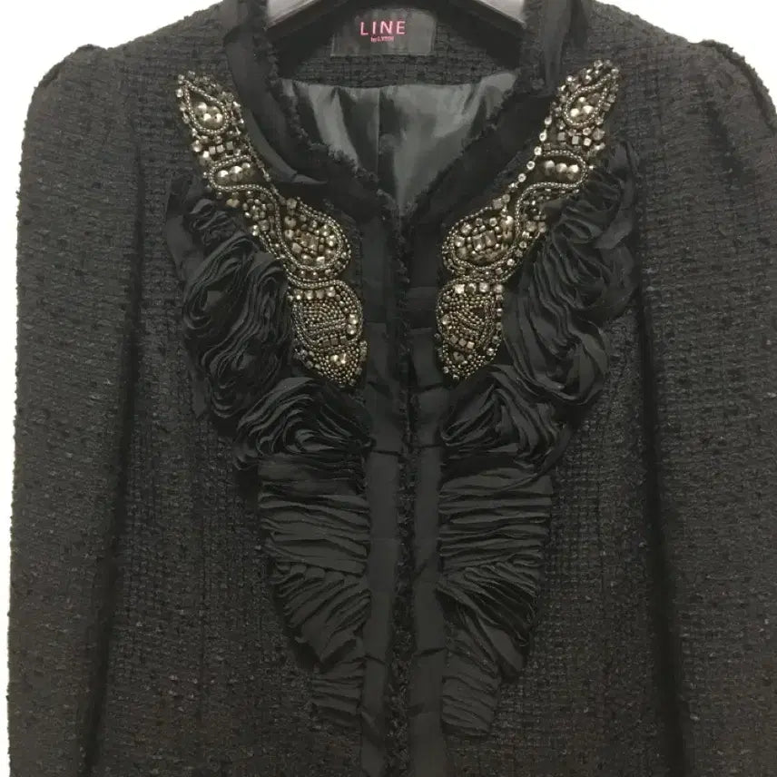 [BUNJANG] LINE Tweed Black Jacket / LINE 라인 트위드 블랙 자켓