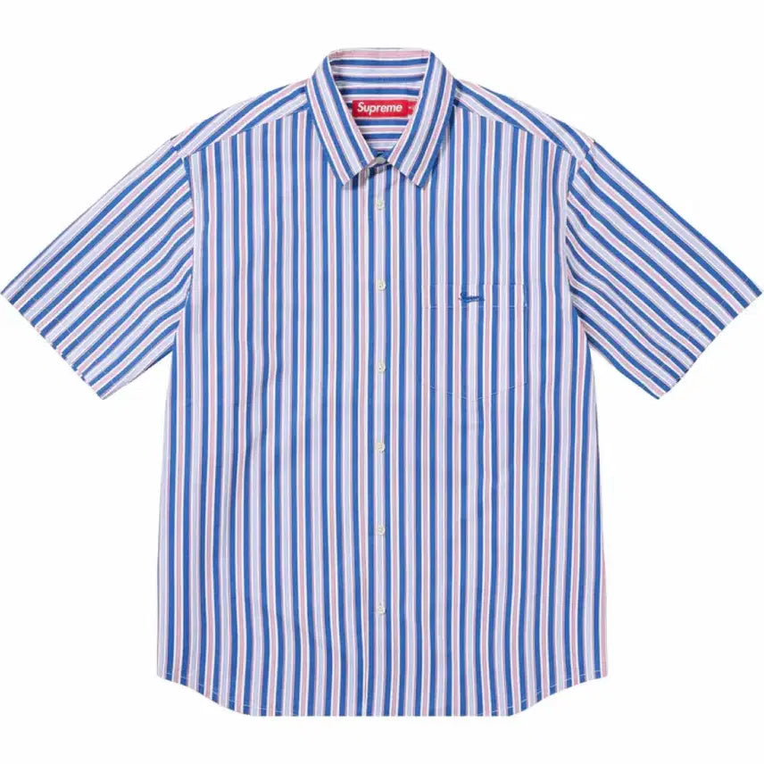 [BUNJANG] Supreme Loose Fit Multi Stripe Short Sleeve Shirt Blue SS24 / 슈프림 루즈핏 멀티 스트라이프 숏슬리브 셔츠 블루 24ss