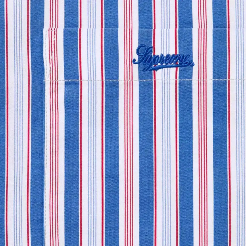 [BUNJANG] Supreme Loose Fit Multi Stripe Short Sleeve Shirt Blue SS24 / 슈프림 루즈핏 멀티 스트라이프 숏슬리브 셔츠 블루 24ss
