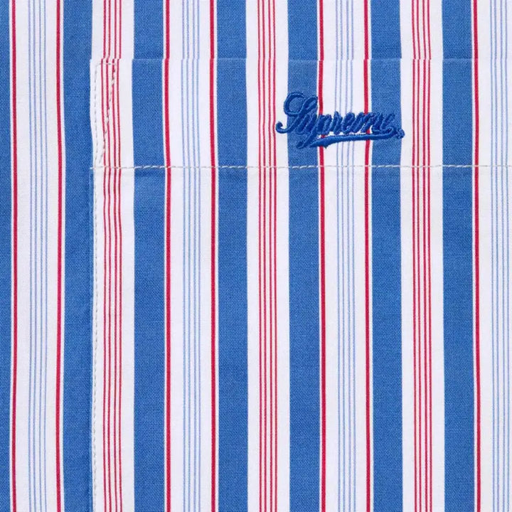 [BUNJANG] Supreme Loose Fit Multi Stripe Short Sleeve Shirt Blue SS24 / 슈프림 루즈핏 멀티 스트라이프 숏슬리브 셔츠 블루 24ss
