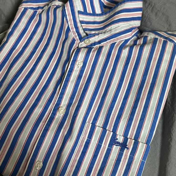 [BUNJANG] Supreme Loose Fit Multi Stripe Short Sleeve Shirt Blue SS24 / 슈프림 루즈핏 멀티 스트라이프 숏슬리브 셔츠 블루 24ss