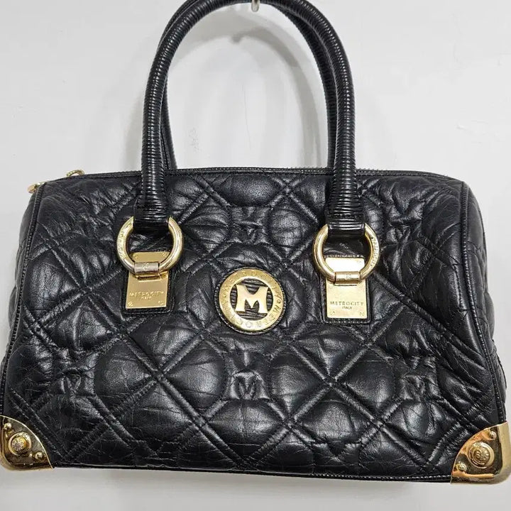 [BUNJANG] Metrocity Quilting Boston Tote Bag Black Leather / 메트로시티 퀼팅 토트백 블랙
