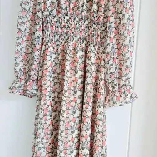 [BUNJANG] Flower Chiffon Long Dress / 플라워 쉬폰 롱원피스