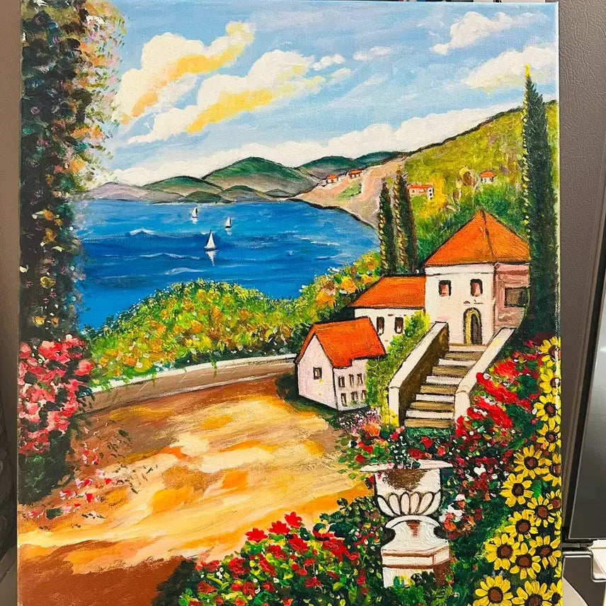 [BUNJANG] Seaside Village Landscape Canvas Painting / 바닷가마을풍경(캔버스)