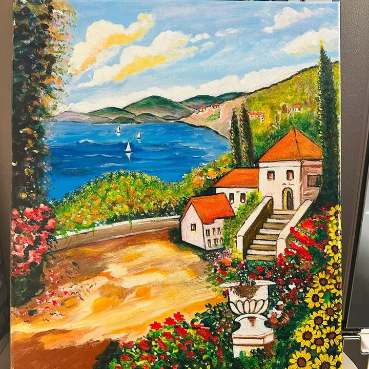 [BUNJANG] Seaside Village Landscape Canvas Painting / 바닷가마을풍경(캔버스)