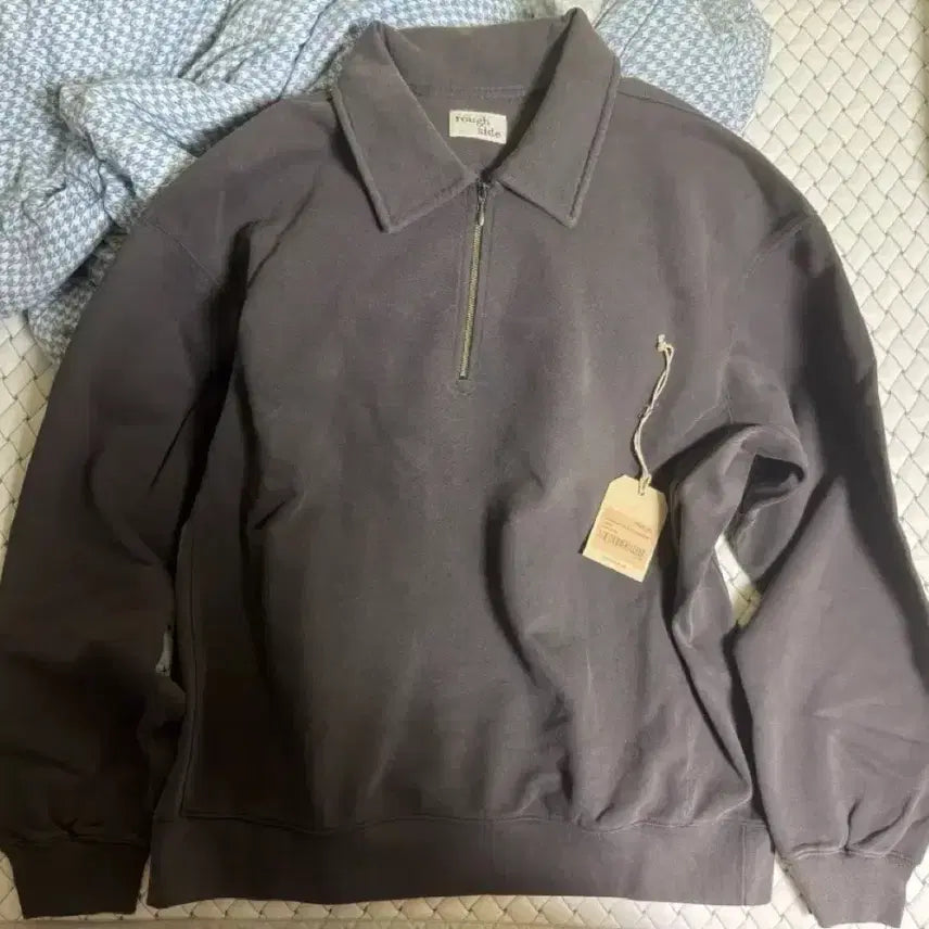 [BUNJANG] Roughside Washed Half-Zip Sweatshirt Charcoal / 러프사이드 워시드 하프집업 스웻 차콜