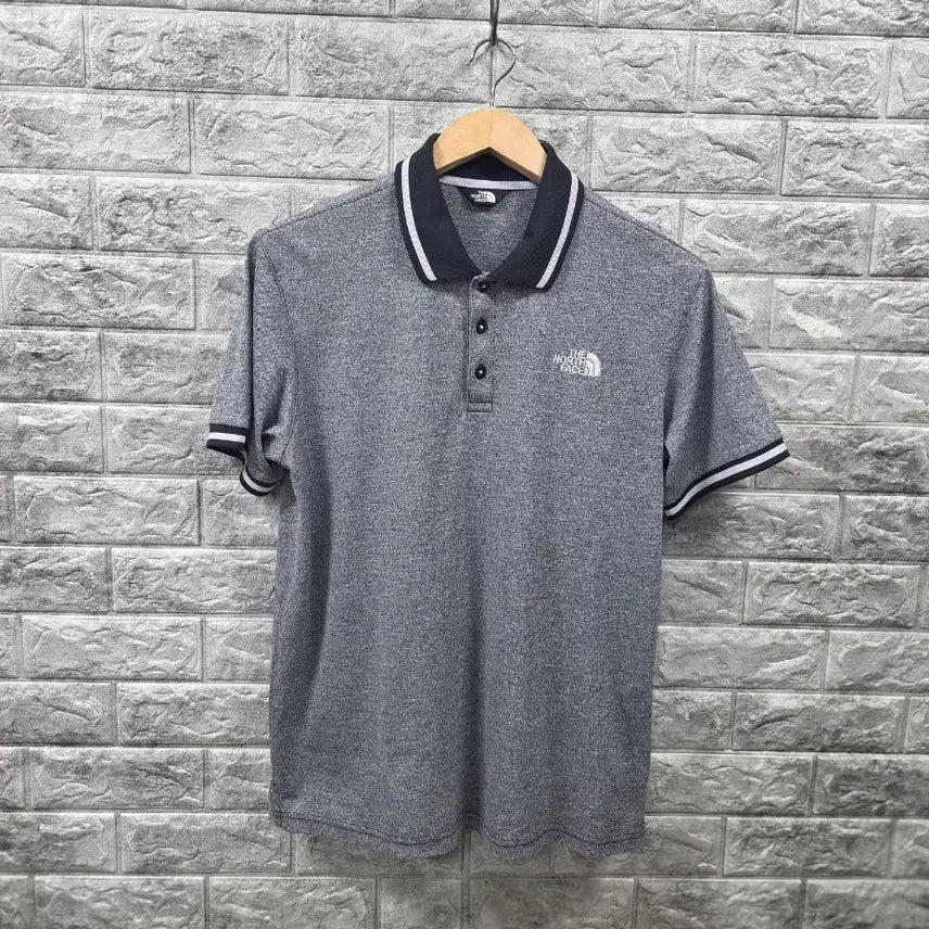 [BUNJANG] The North Face Grey Collar Short Sleeve T-Shirt Size 100 / 노스페이스 그레이 카라 반팔티  사이즈 100