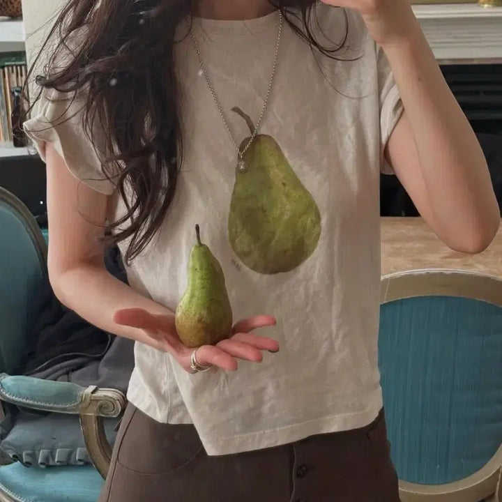 [BUNJANG] Fletta Western Pear Short Sleeve T-Shirt / Fletta 플레따 서양배 반팔 티셔츠