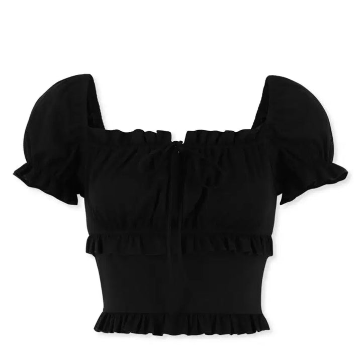 [BUNJANG] Pale Jade Basic Crop Puff Blouse / 페일제이드 베이직 크롭 퍼프 블라우스