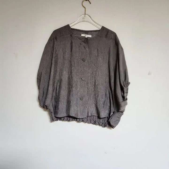 [BUNJANG] G Studio Cocoa Brown Nylon Rayon Blend Blouse Jacket / g스튜디오 소매퍼프 블라우스형 자켓55반~66반