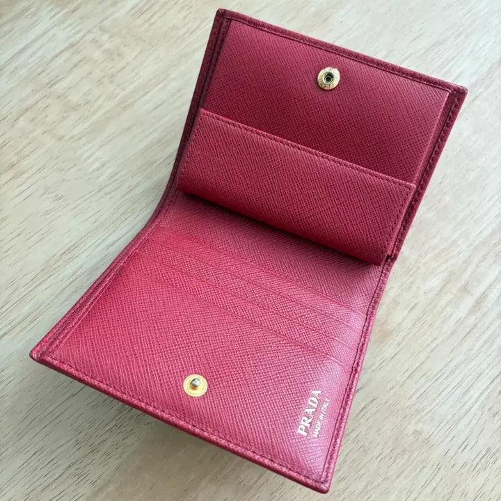 [BUNJANG] Prada Saffiano Leather Red Bi-fold Wallet / 프라다 사피아노 레드 반지갑