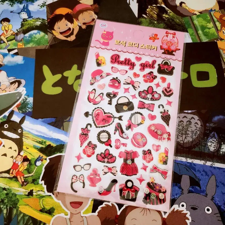 [BUNJANG] Retro Gem Fashion Sticker Set (4 Types, Bundle) / 고전문구) 레트로 보석 코디 스티커 4종 세트 일괄