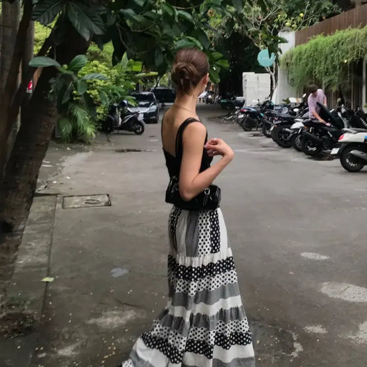 [BUNJANG] Olene Dot Banding Frill Long Skirt / 오네 도트 밴딩 프릴 롱 스커트