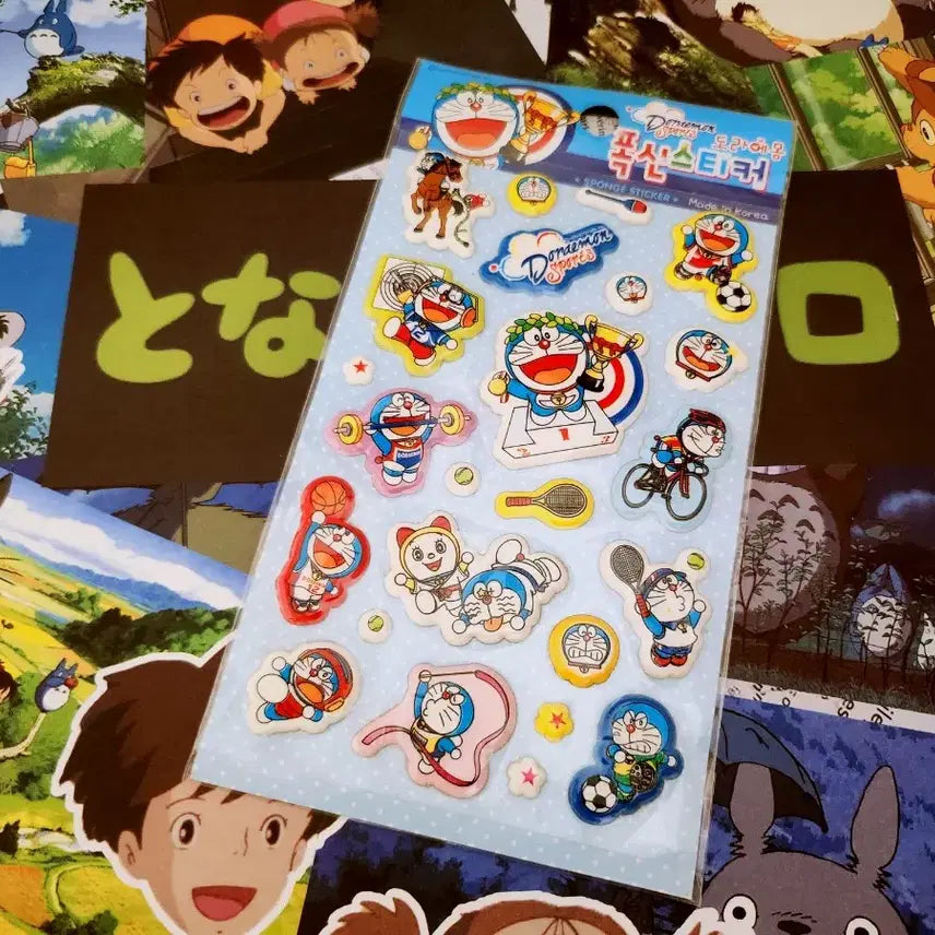 [BUNJANG] Retro Doraemon Fluffy Sticker 4 Types Bundle Set / 고전문구) 레트로 도라에몽 폭신 스티커 4종 세트 일괄