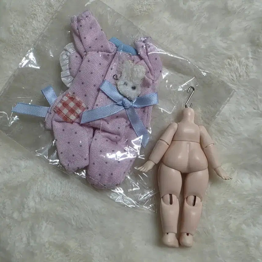 [BUNJANG] Blind Doll Compatible Body (Short Body) with Pink Romper Set / 블라인드돌(랜덤구관) 호환 바디 (숏바디)