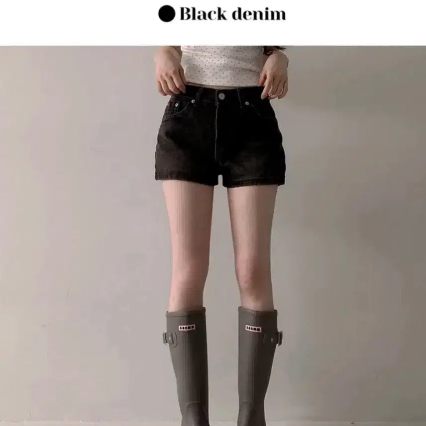 [SOLD OUT] 에이블리 빈티지 워싱 데님 숏팬츠 흑청 M