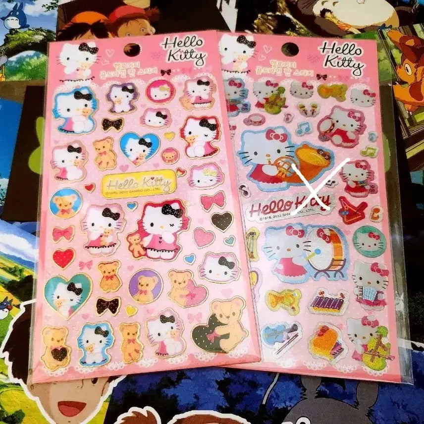 [BUNJANG] Retro Hello Kitty Glitter Sticker Sheet / 고전문구) 레트로 헬로 키티 반짝이 판 스티커