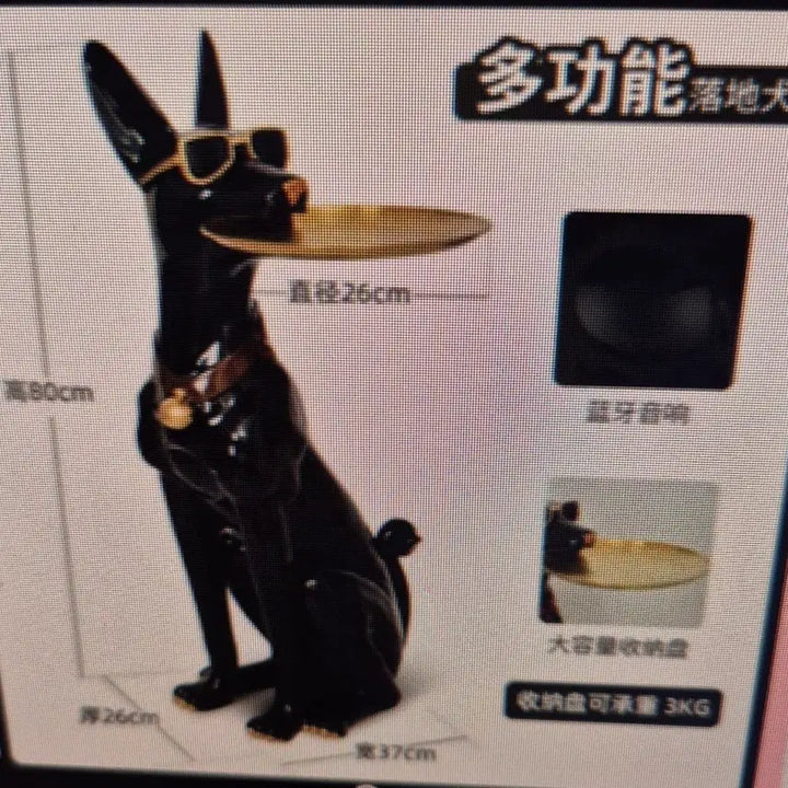 [BUNJANG] Doberman Bluetooth Speaker with Tray Table - Black / 강아지 블루투스 스피커 + 트레이 테이블 블랙