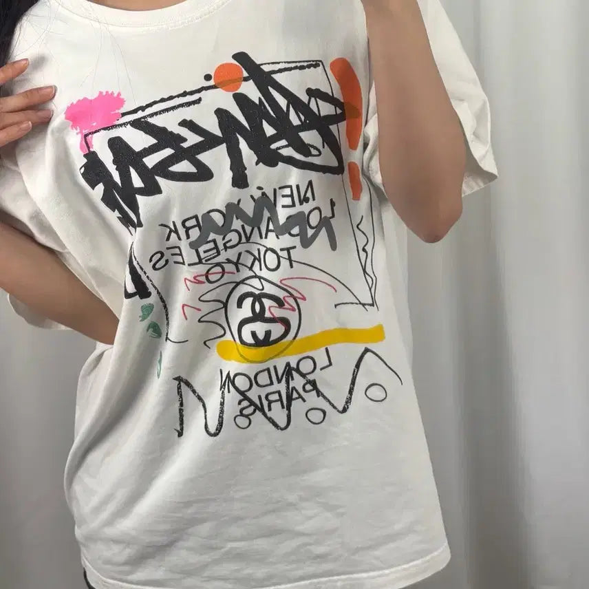 [BUNJANG] Stussy World Tour White T-Shirt / 스투시 월드투어 화이트 반팔