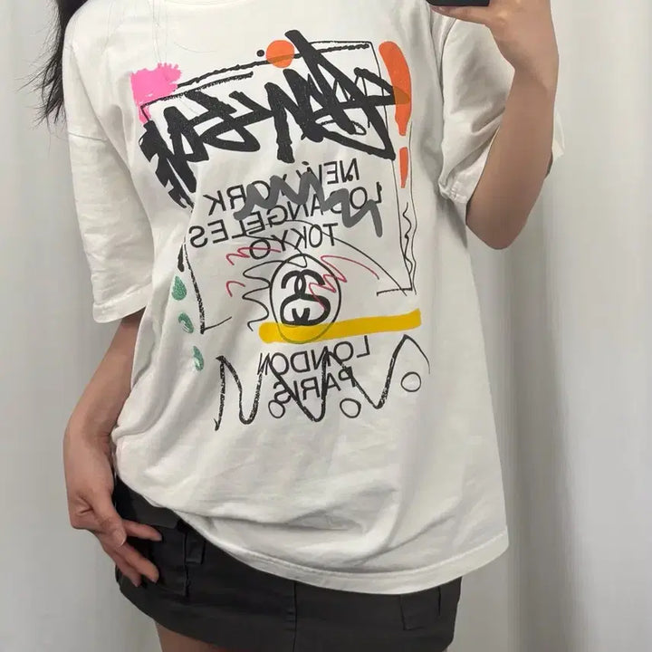 [BUNJANG] Stussy World Tour White T-Shirt / 스투시 월드투어 화이트 반팔