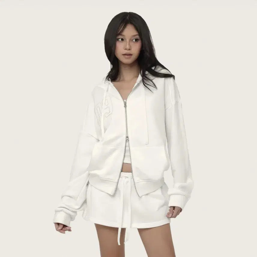 [BUNJANG] CLISHER 09 Numbering Hoodie Zip-up White / (미개봉) 클리시어 09 넘버링 후드집업 화이트