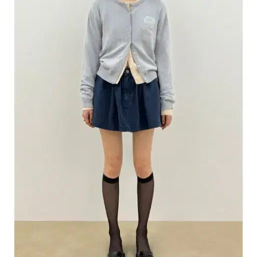 [BUNJANG] SINOON Embroidered Rose Cardigan (Gracie Blue) / 시눈 Embroidered Rose 가디건 (그레이시 블루)