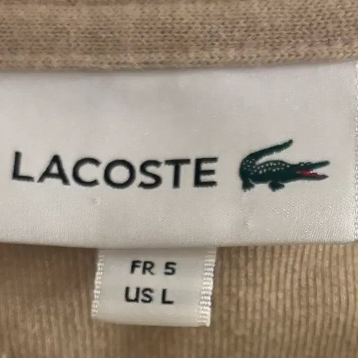 [BUNJANG] Lacoste Beige Crewneck Long Sleeve T-Shirt / 라코스테 베이지색 크루넥 긴팔 티셔츠