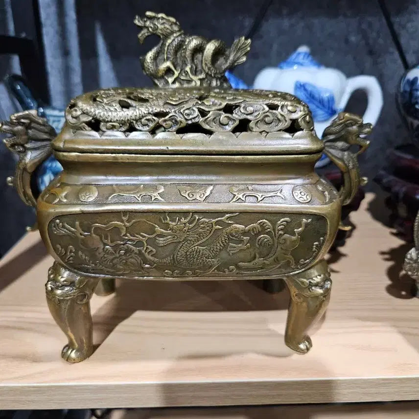 [BUNJANG] Antique Dragon Incense Burner / 용 조각 앤틱 향로