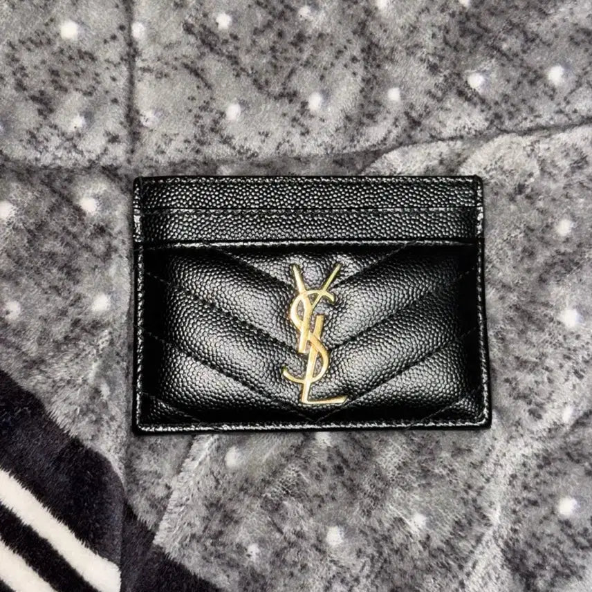 [BUNJANG] Saint Laurent Monogram Card Holder Black Gold Hardware / [풀박스/정품]생로랑 카드지갑 모노그램 금장