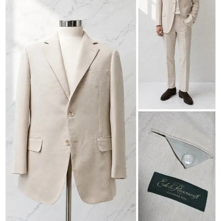 [BUNJANG] Ede &amp; Ravenscroft Ivory Wool Silk Linen Tailored Jacket / 에드 앤 레이븐스크로 아이보리 울 실크 리넨 테일러드 자켓